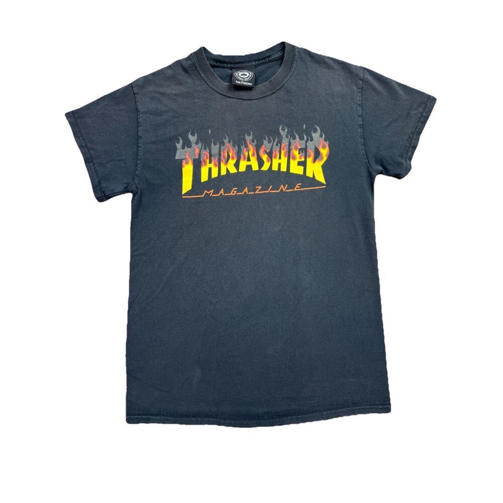 Authentic Thrasher skateboard magazine Small t‎ shirt faded black San Francisco
